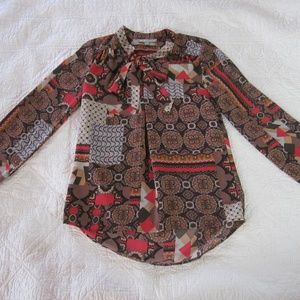 Patterned Brown and Red Women's Top